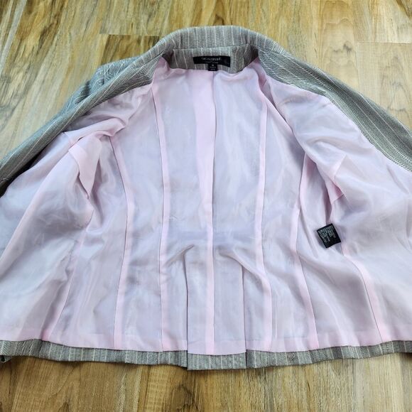 🐞Signature by Larry Levine Gray & Pink Pinstripe Blazer Size 10 - Picture 5 of 15